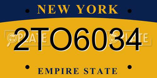 2TO6034 New York License Plate