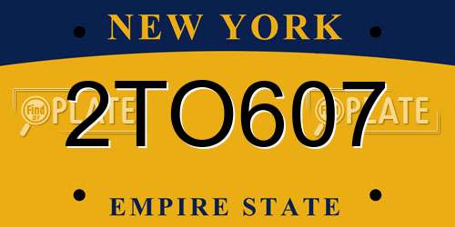 2TO607 New York License Plate