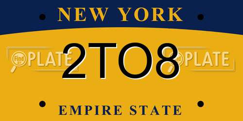 2TO8 New York License Plate