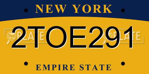 2TOE291 New York License Plate