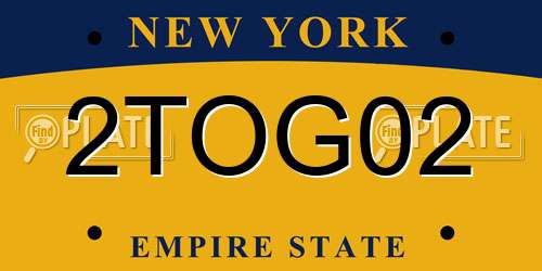 2TOG02 New York License Plate