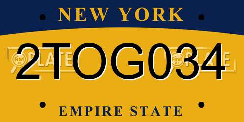 2TOG034 New York License Plate