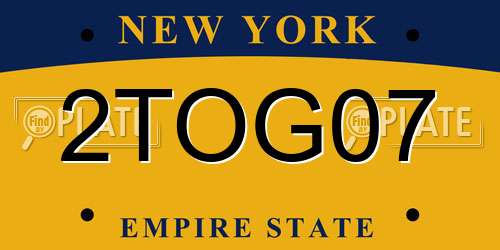 2TOG07 New York License Plate