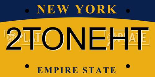 2TONEHT New York License Plate