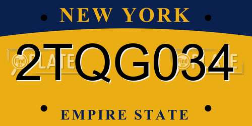 2TQG034 New York License Plate