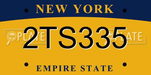2TS335 New York License Plate