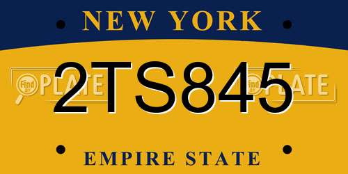 2TS845 New York License Plate