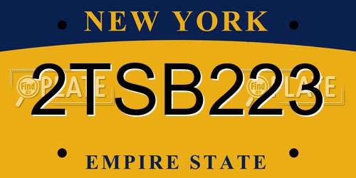 2TSB223 New York License Plate