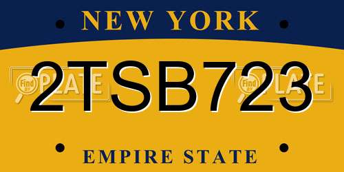 2TSB723 New York License Plate