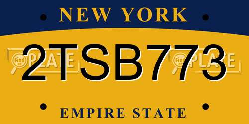 2TSB773 New York License Plate