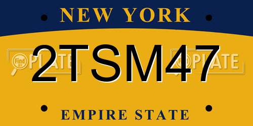 2TSM47 New York License Plate