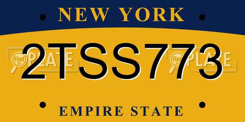 2TSS773 New York License Plate