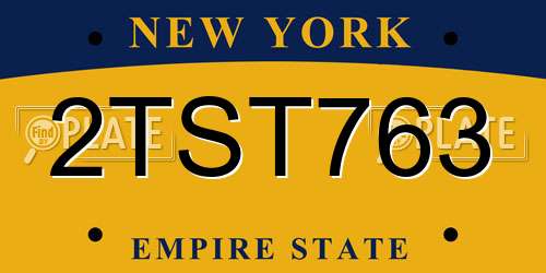2TST763 New York License Plate