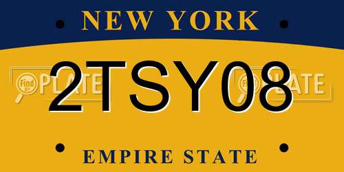 2TSY08 New York License Plate