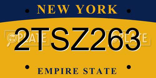 2TSZ263 New York License Plate