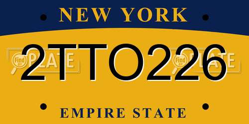 2TTO226 New York License Plate