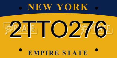 2TTO276 New York License Plate