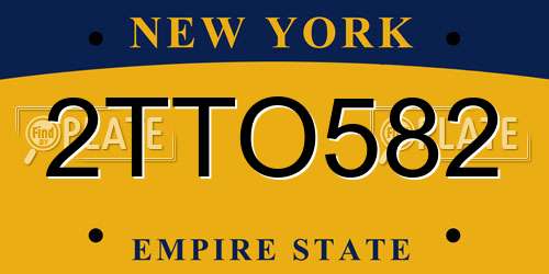 2TTO582 New York License Plate