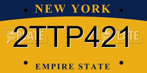 2TTP421 New York License Plate
