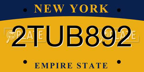 2TUB892 New York License Plate