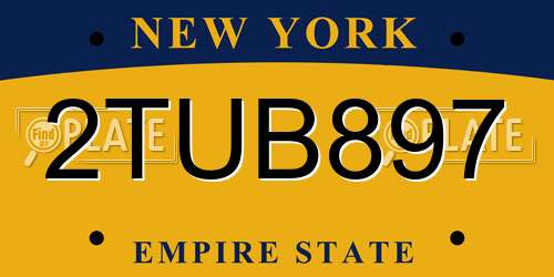 2TUB897 New York License Plate