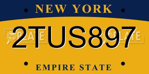 2TUS897 New York License Plate