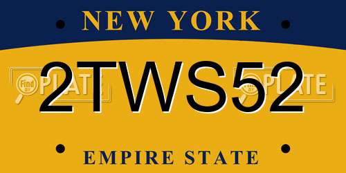 2TWS52 New York License Plate