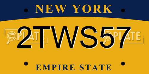 2TWS57 New York License Plate