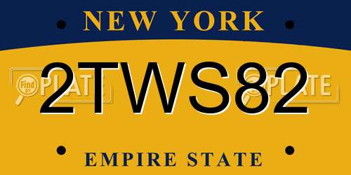 2TWS82 New York License Plate