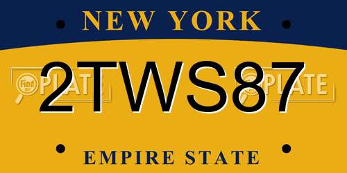 2TWS87 New York License Plate