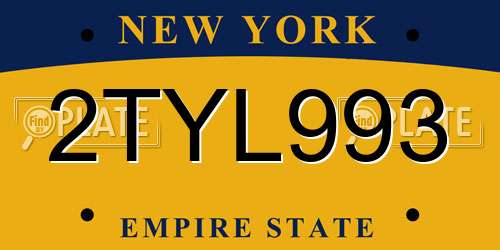 2TYL993 New York License Plate