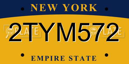 2TYM572 New York License Plate