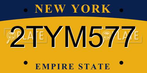 2TYM577 New York License Plate