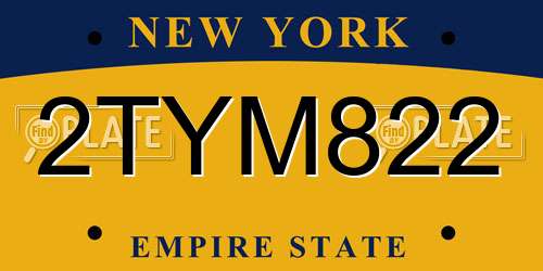 2TYM822 New York License Plate