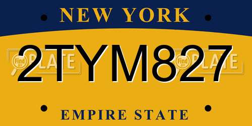 2TYM827 New York License Plate