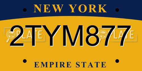 2TYM877 New York License Plate