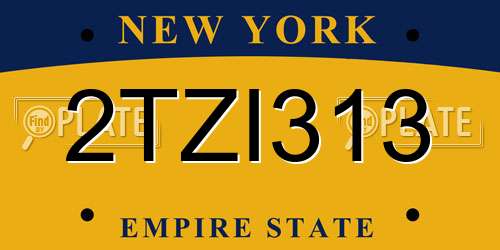 2TZI313 New York License Plate