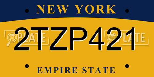 2TZP421 New York License Plate