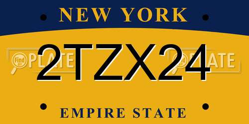 2TZX24 New York License Plate