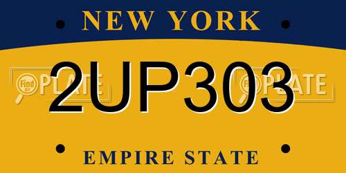 2UP303 New York License Plate