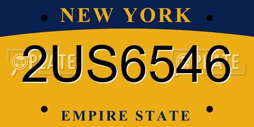 2US6546 New York License Plate