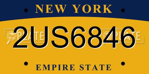 2US6846 New York License Plate