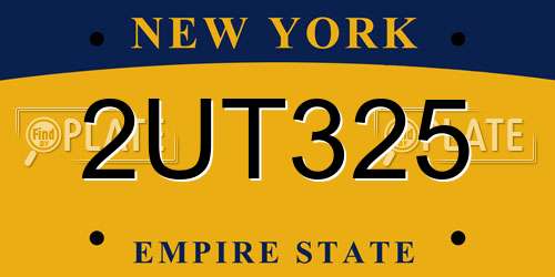 2UT325 New York License Plate