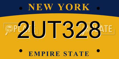 2UT328 New York License Plate