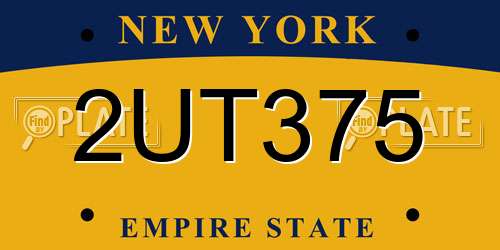 2UT375 New York License Plate
