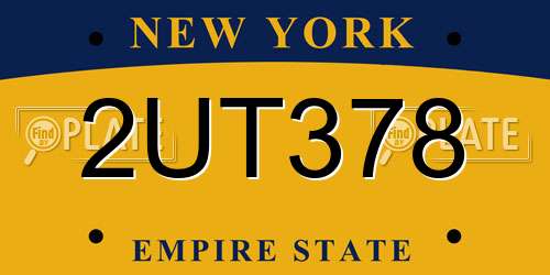 2UT378 New York License Plate