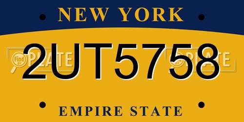 2UT5758 New York License Plate