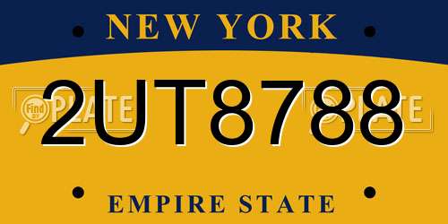 2UT8788 New York License Plate