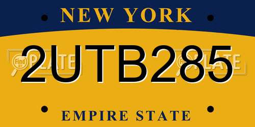 2UTB285 New York License Plate