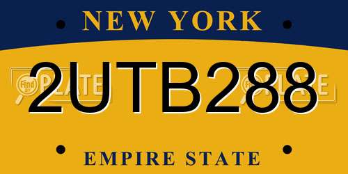 2UTB288 New York License Plate